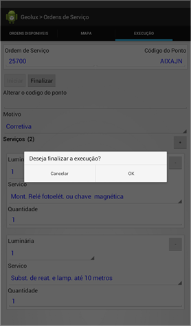Tela 3 do aplicativo Geolux para Android