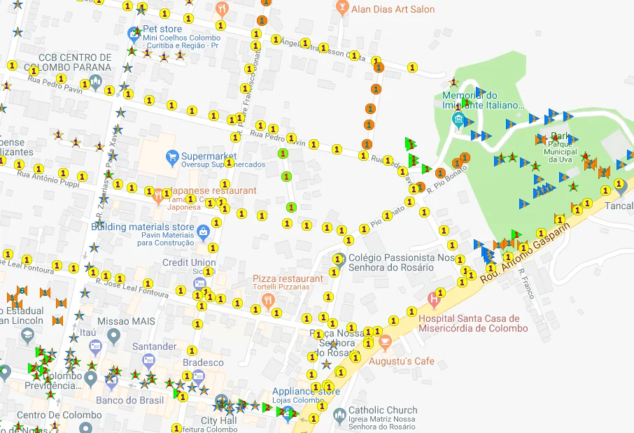 Mapa de pontos luminosos do Geolux